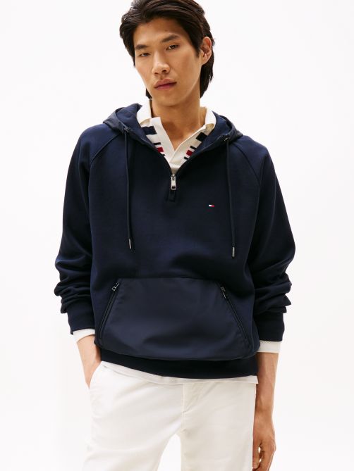 Contrast Texture Quarter-Zip Hoody