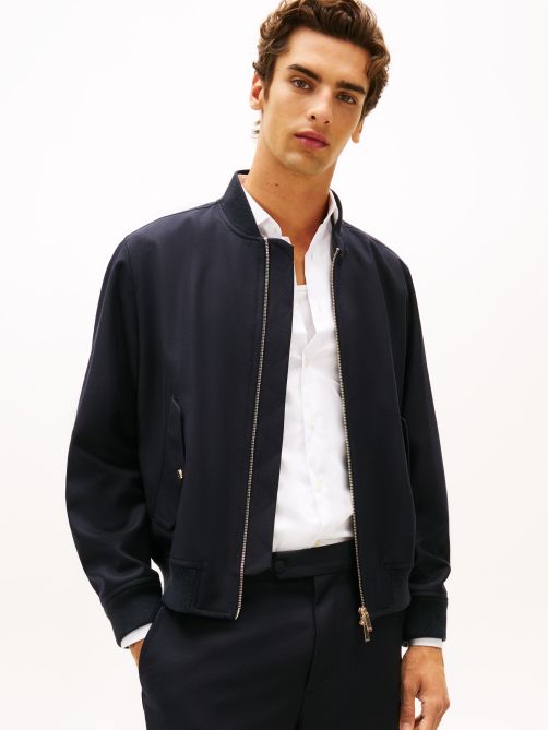 Pure Wool Relaxed Bomber Jacket