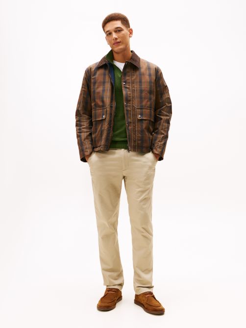 Denton Textured Print Straight Leg Trousers