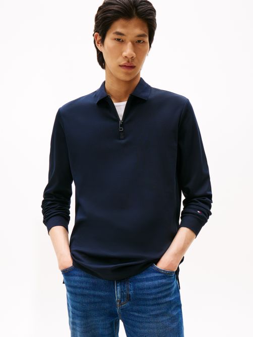 قميص بولو بقصة عادية وأكمام طويلة