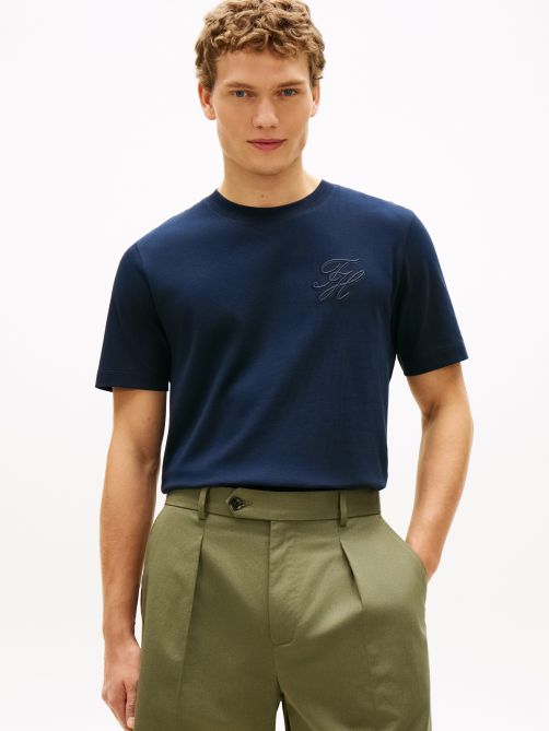 Tonal Logo Embroidery Crew Neck T-Shirt