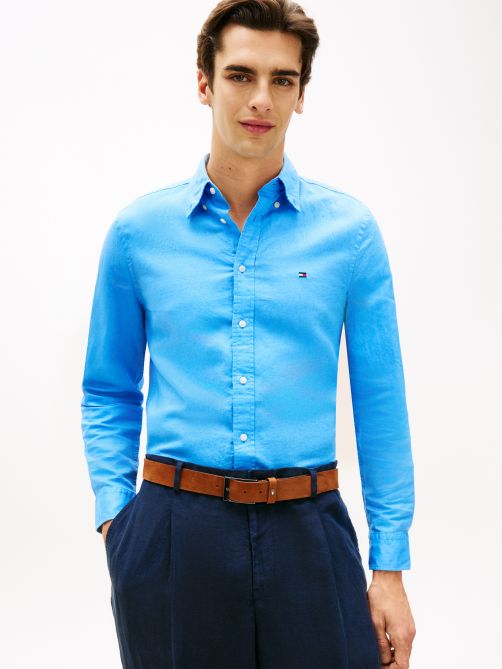 Regular Fit Linen Blend Button-Down Shirt