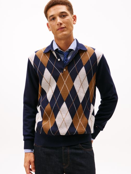 Argyle Rugby Collar Jumper