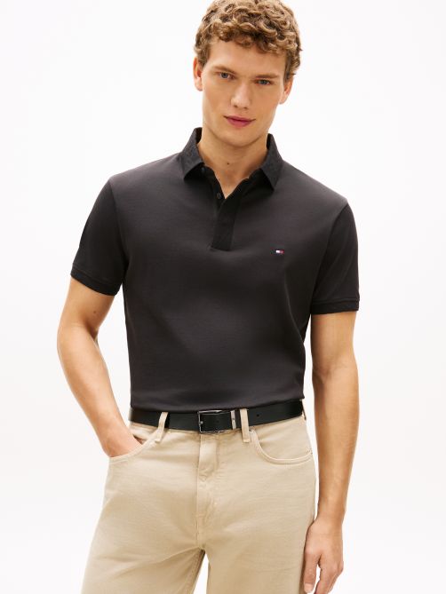 Regular Pique Jacquard Collar Polo Shirt
