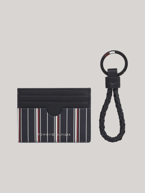 Signature Stripe Cardholder and Keychain Gift Set
