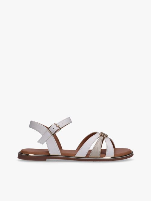 Girls TH Chain Strappy Sandals Mary with Buckle White/Platinum