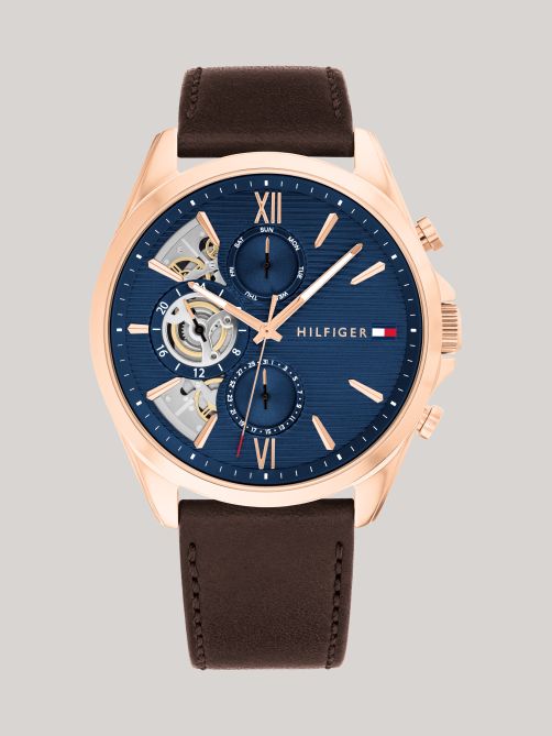 Blue Dial Leather Strap Watch