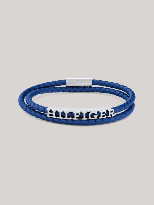 إسورة جلدية مظفرة زرقاء