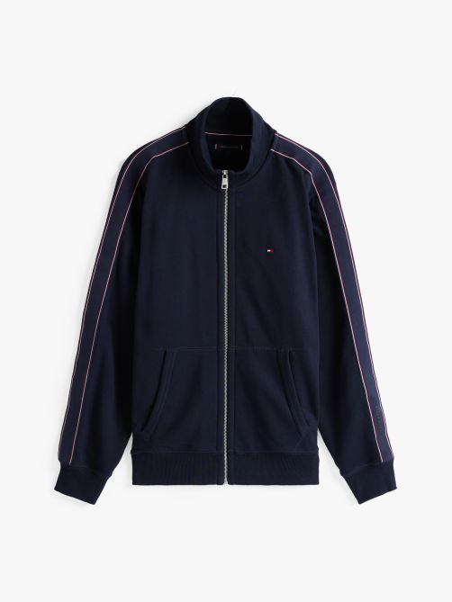 سويت شيرت بسحاب مزين بشريط الشعار