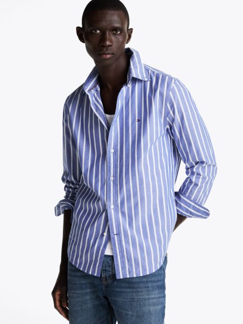 قميص بخطوط بحرية بقصة عادية