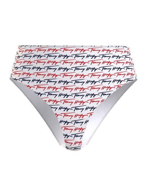 سروال بيكيني بخصر مرتفع مزين بالشعار