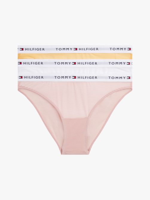 طقم 3 بوكسر بقماش شبكي وخصر مطاطي مزين بالشعار