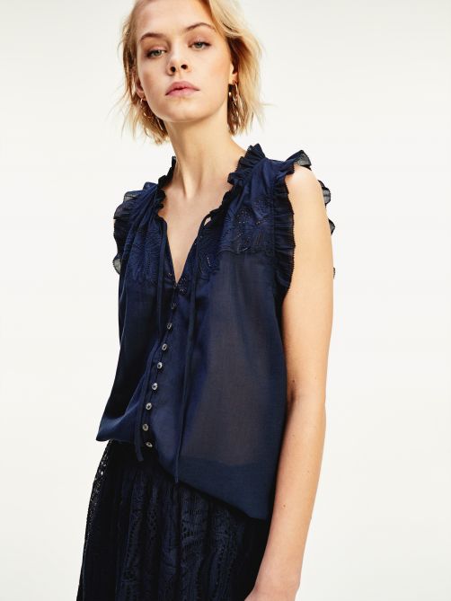 Broderie Anglaise Sleeveless Blouse