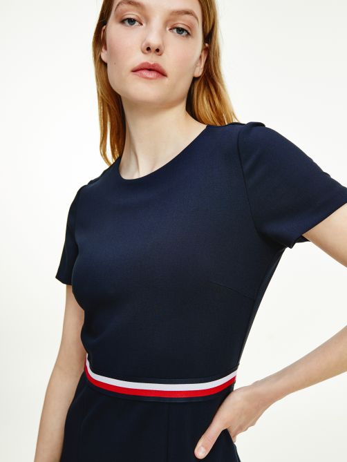 signature tape fit and flare dress