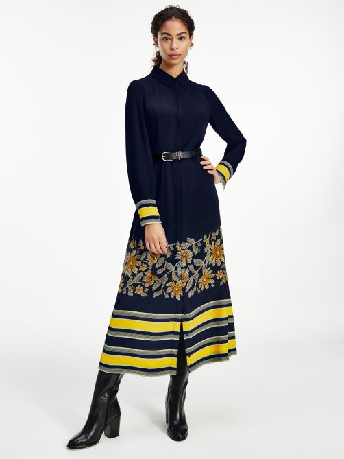 Viscose Fit And Flare Shirt Dress