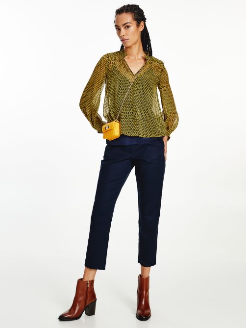 Botanical Print Relaxed Fit Chiffon Blouse