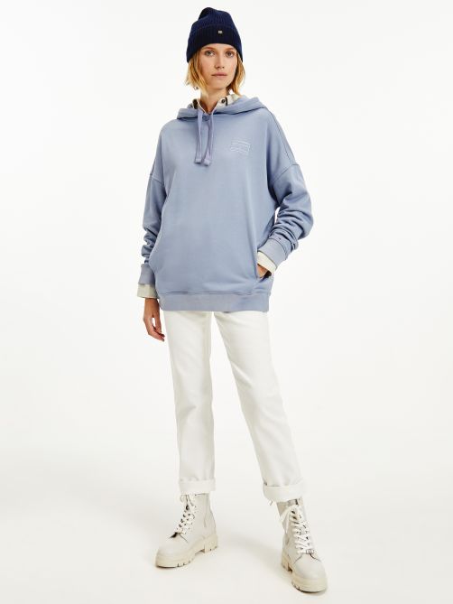 Flag Embroidery Organic Cotton Relaxed Hoody