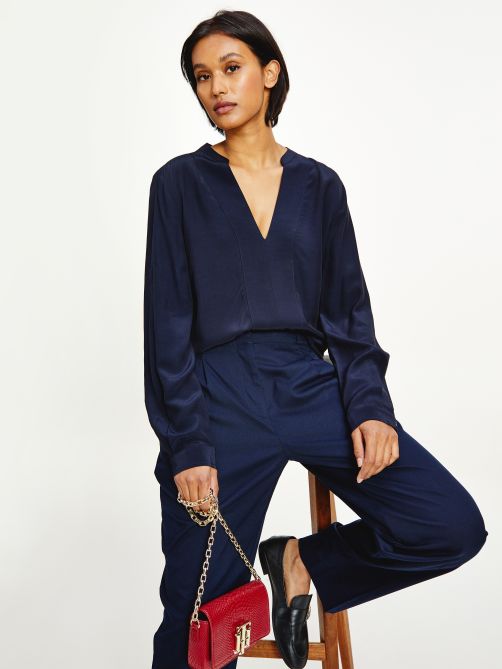 Viscose V-Neck Regular Fit Blouse