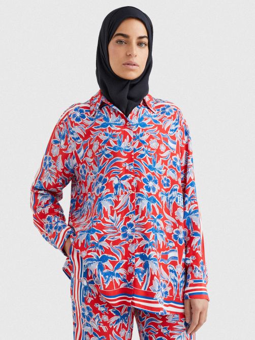 Relaxed Scarf Print Blouse