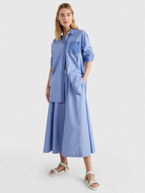 Stripe Relaxed Midi Skirt