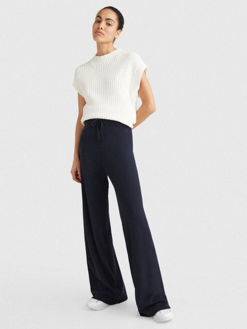 Drawstring Waist Wide Leg Trousers