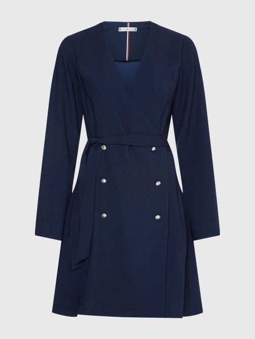 Long Sleeve Knee Length Wrap Dress