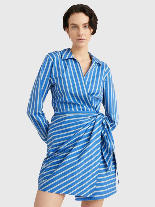 Stripe Wrap Shirt Dress