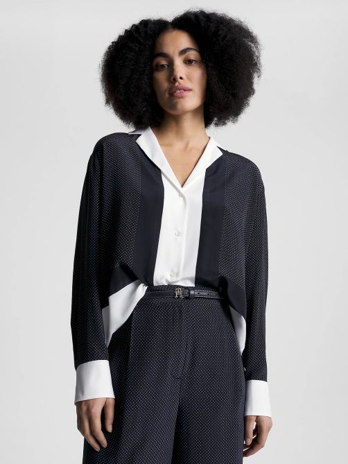 قميص حرير بطبعة نقاط بولكا