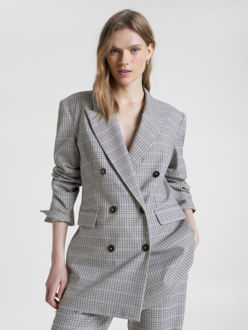 Check Relaxed Fit Double Breasted Blazer Tommy Hilfiger