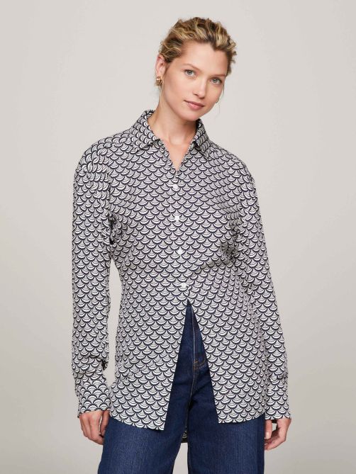 Modern Scallop Print Regular Fit Shirt