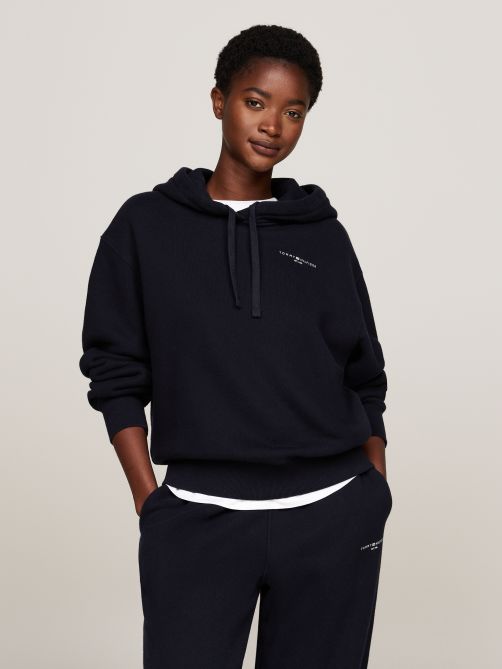 Drawstring logo hoodie tommy hilfiger top