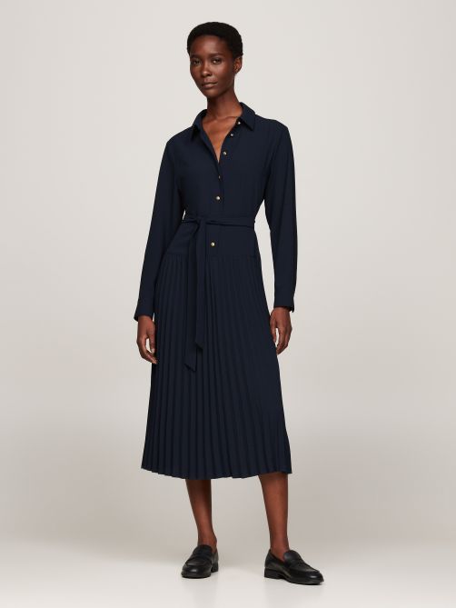 Relaxed Pleated Midi Shirt Dress Tommy Hilfiger