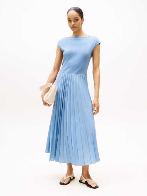 Pleated Fit And Flare Maxi Dress
