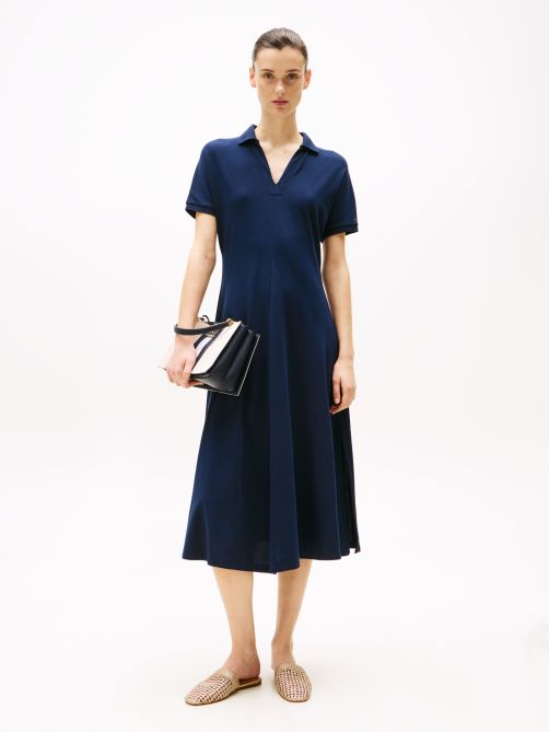 Fit And Flare Midi Polo Dress