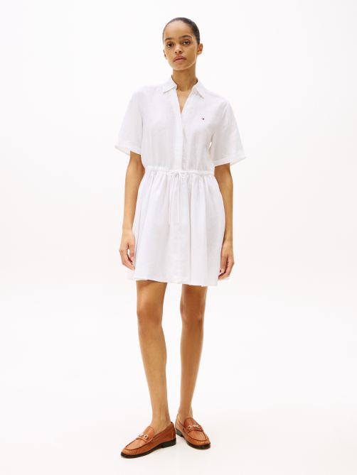Pure Linen Mini Shirt Dress