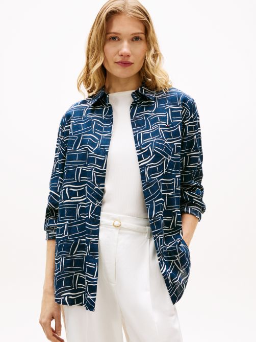 قميص من الكتان النقي بقصة مريحة