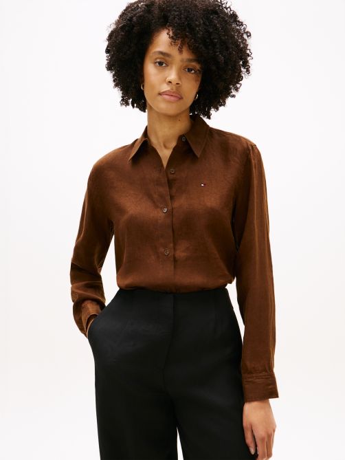 قميص من الكتان النقي بقصة مريحة