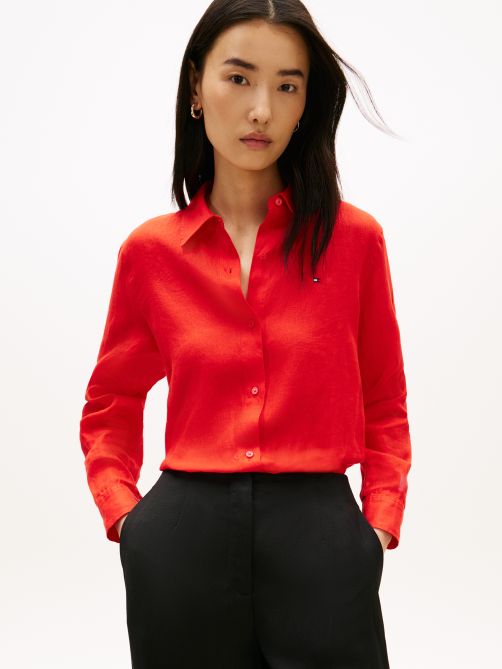 قميص من الكتان النقي بقصة مريحة