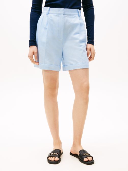 Linen Mix Pleated Shorts