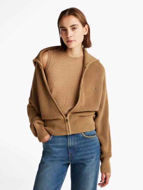 Cardigan Stitch Zip-Thru Sweatshirt