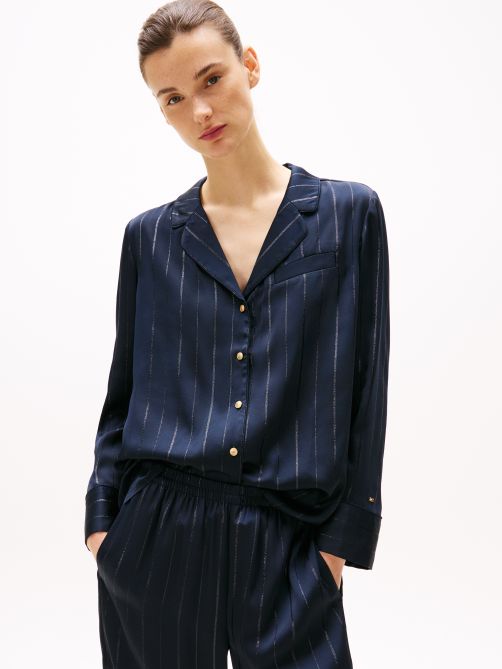 Metallic Stripe Relaxed Fit Blouse