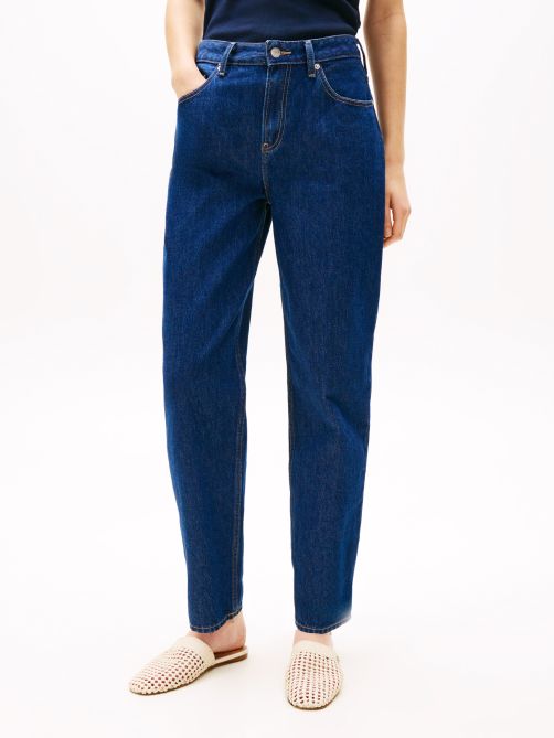 Mid Rise Tapered Leg Ankle Jeans