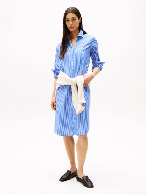 Stripe Poplin Midi Shirt Dress