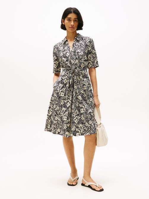 Relaxed Midi Linen Blend Shirt Dress