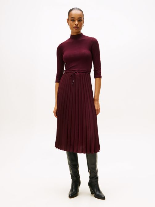 Pleated Midi Fit and Flare Dress