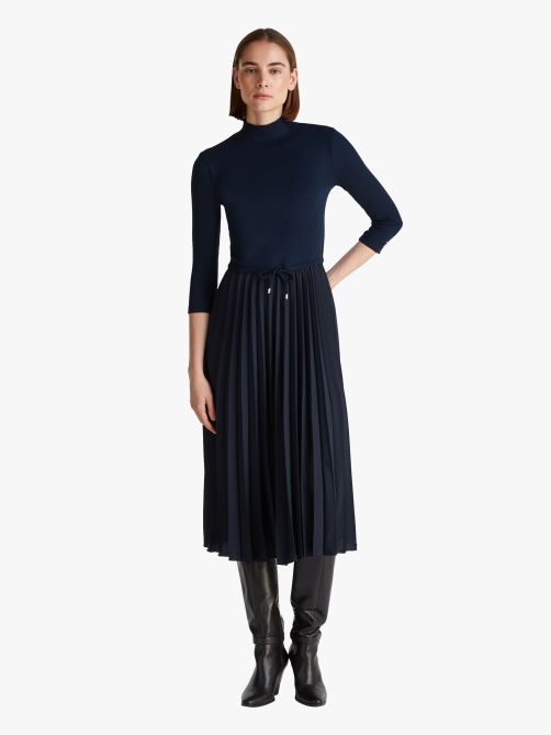 Pleated Midi Fit and Flare Dress