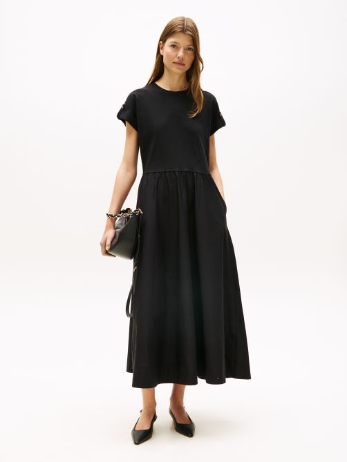 Gold-Tone Button Midi Dress