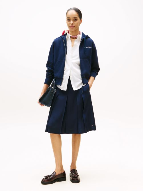 Pleated Twill Mini Skirt