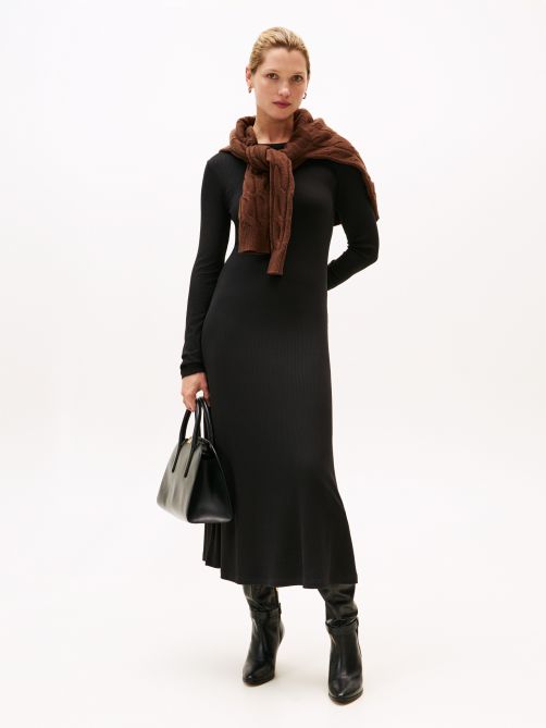 فستان ميدي بقصة واسعة وتصميم مضلع