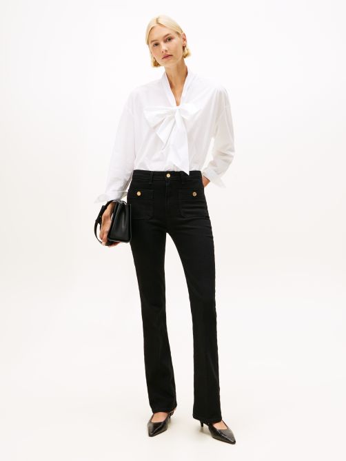 بنطلون جينز بوت كات اسود بخصر مرتفع